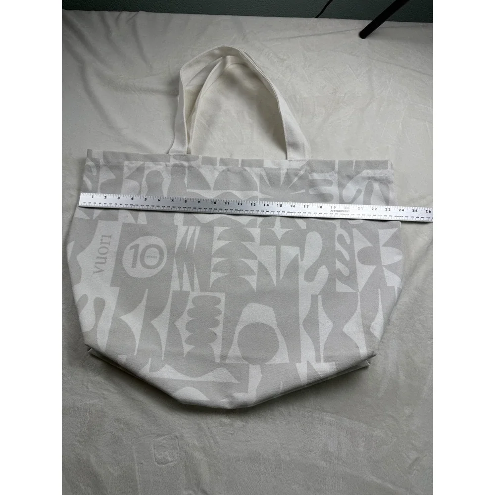 Vuori Celebrating A Decade 10 Year Anniversary Canvas Tote Bag Grey White Large